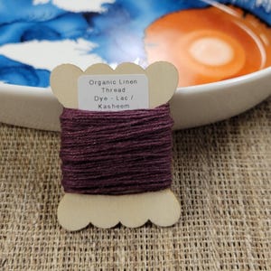 Purple Dark Thread - 10 Yards Linen Yarn Nature Grown, Dyed Lac / Kasheem. Slow Stitch, Embroidery, Stitching, Sewing or Thread Work.