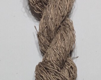 Hemp Yarn, 217 Yards, Black Walnut Small Batch Dyed. Hand-Spun Skein
