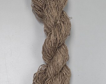 Hemp Yarn, 185 Yards, Black Walnut Small Batch Dyed. Hand-Spun Skein