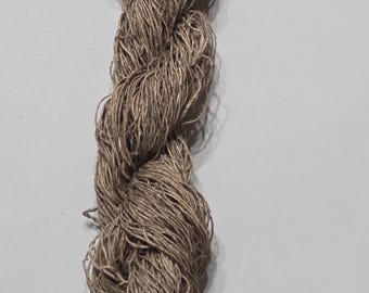 Hemp Yarn, 185 Yards, Black Walnut Small Batch Dyed. Hand-Spun Skein
