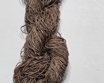 Hemp Yarn, 185 Yards, Black Walnut Small Batch Dyed. Hand-Spun Skein