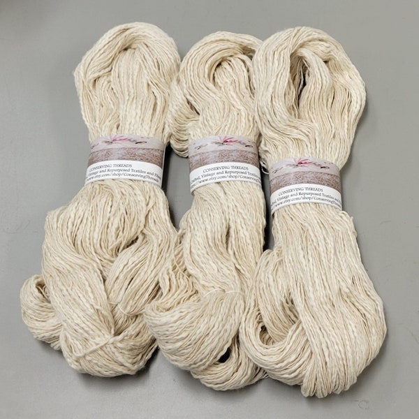 Cotton Yarn, Hand Spun, 2 Ply, Fingering Weight. Off White. Natural. Great for Knitting, Crochet, Fiber Arts, Weaving, Big Stitching, Crafts