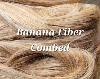 Banana Fiber Combed Bundle. 1 oz. 100% Vegetable Fiber. Great for Basketry, Knitting, Weaving, Fiber Arts