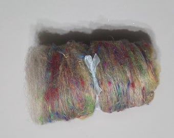 BFL, Merino, Hemp & Recycled Silk. 2oz Custom Blend Art Batt (R4)