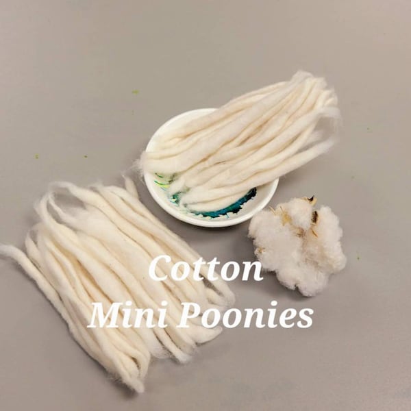 Mini Cotton Poonies - 3 Grams Pack (About 50 Hand-Rolled) 100% Cotton Poonies.