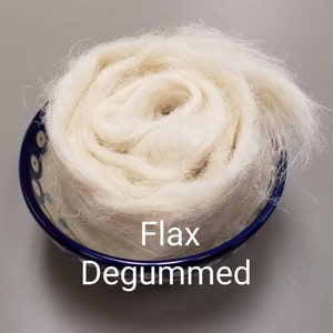 Flax Fiber Degummed and Bleached Card Sliver. Loose Fibers. Great for Carding, Knitting, Spinning, Weaving, Fiber Arts and Crafts!