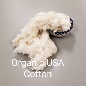 Cotton Fiber Ginned USA (Texas) Certified Organic (Not Combed) (4 oz)