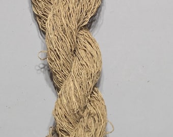 Hemp Yarn, 200 Yards, Light Yellow (Osage Orange) Dyed. Hand-Spun Skein.
