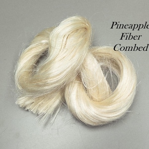 Pineapple Fiber Bundle, Semi-Combed. Sold ounce, Raw Vegetable Fiber. 3 oz Bundle