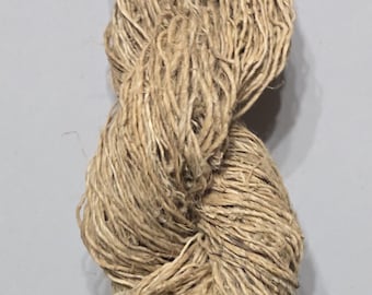 Hemp Yarn, 183 Yards, Light Yellow (Osage Orange) Dyed. Hand-Spun Skein.