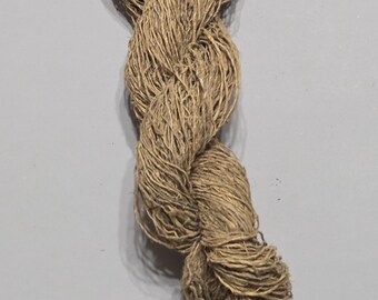 Hemp Yarn, 205 Yards, Light Yellow (Osage Orange) Dyed. Hand-Spun Skein.