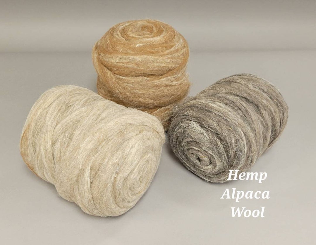 Hemp, Alpaca and Wool Fiber - Custom Blend Pin Draft Roving (20/50/30 ...