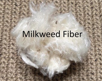 Milkweed Floss Fiber. Un-Combed. USA Wild-Harvested. 0.2 ounce.