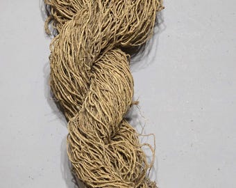 Hemp Yarn, 200 Yards, Light Yellow (Osage Orange) Dyed. Hand-Spun Skein.