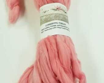 Cotton - 1 oz Light Pink Dyed Acala Cotton Sliver. Hand Dyed. Spin Dyed Cotton!!!