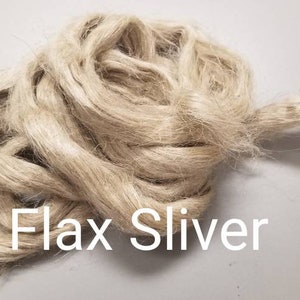 Flax Fiber. Sliver Natural Top Roving. Great for Spinning, Knitting, Weaving, Felting.