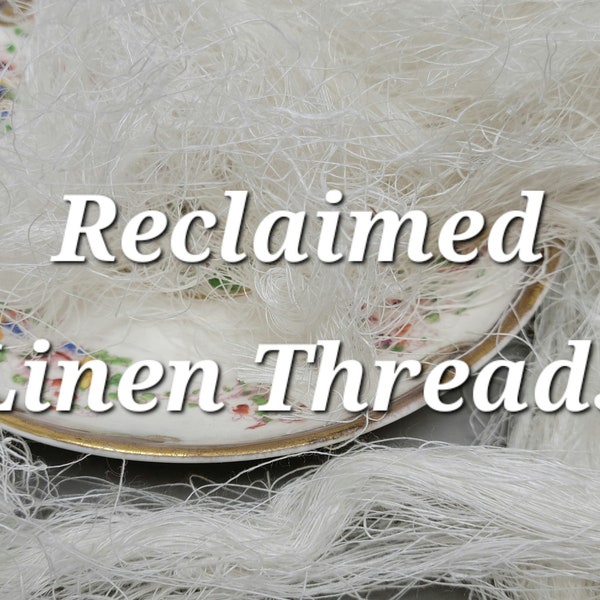 Reclaimed Linen Thread Bundle. 1 ounce. White Loose Threads. 2nd Chance Fibers.