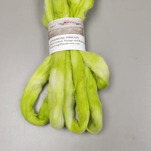 Cotton Sliver, 1/2 oz (0.5 ounce), Green (Light Yellowish) USA Grown Acala Cotton Sliver, Hand Dyed. Spin Cotton!!! Crafts and Fiber Arts