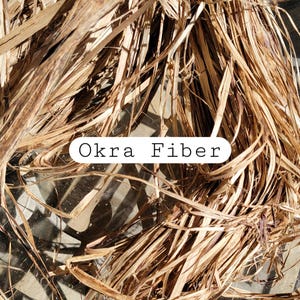 Okra Fiber. Natural Raw Un-Combed Textile Straw Bundles.