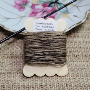 Nettle Yarn, 10 Yards, Dyed Brown with Black Walnuts. Hand Spun, Natural Fiber.