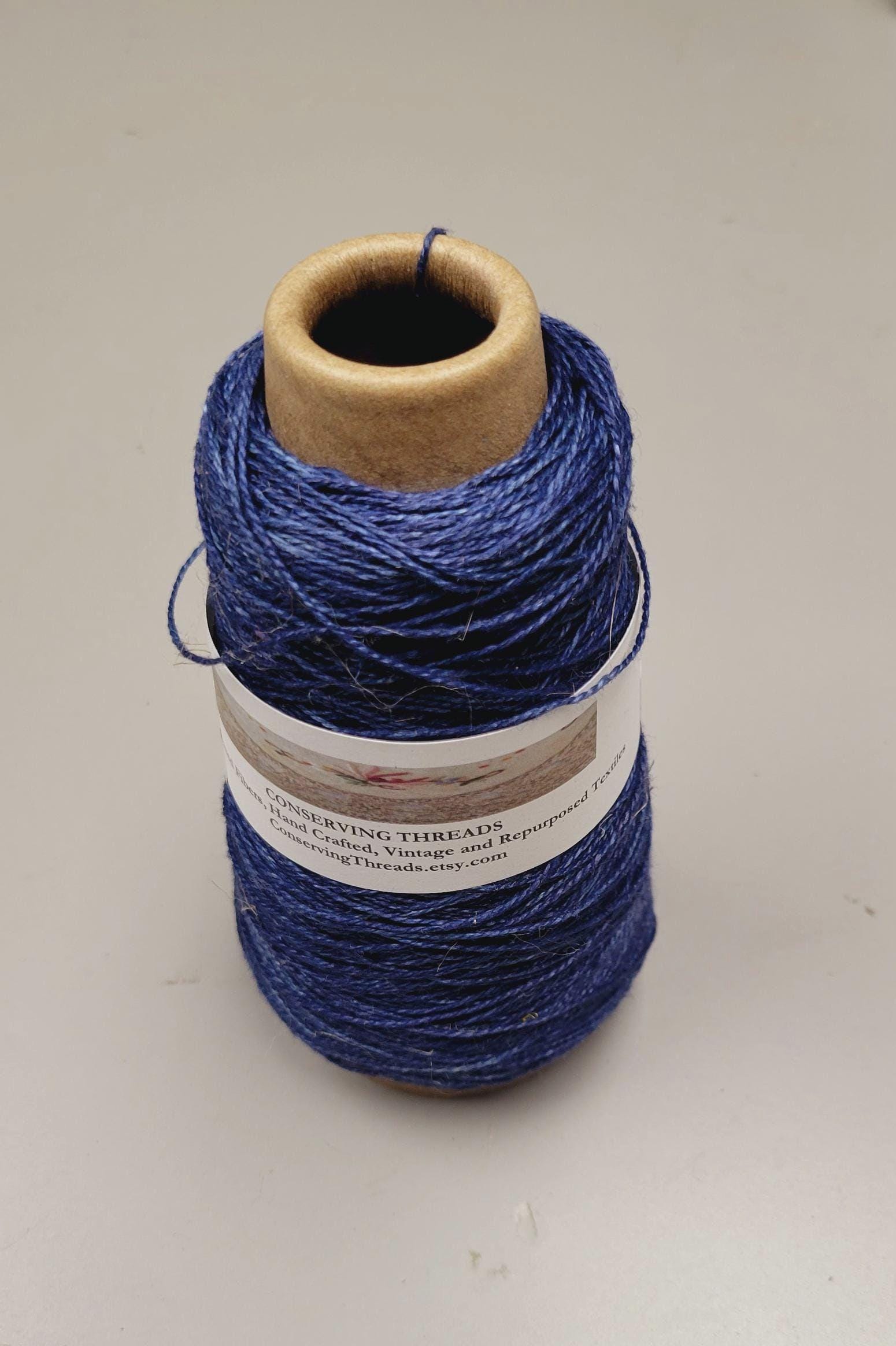 Linen Yarn, Blue Dyed. Machine Spun 10/2 Natural, Cone
