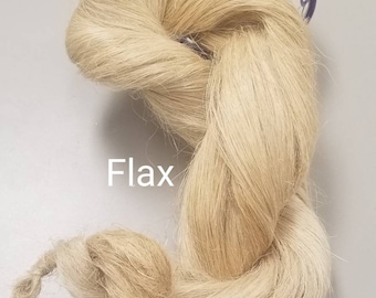 Flax Strick, Natural Long Line Bast Fiber. Medium Coarseness.