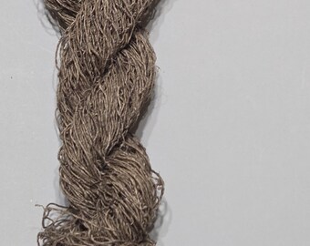 Hemp Yarn, 185 Yards, Black Walnut Small Batch Dyed. Hand-Spun Skein
