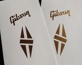 Two Guitar Headstock Waterslide Decals Gibson Diamond Gold