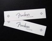 Two Guitar Headstock Waterslide Decals Fucker Telecaster Silver