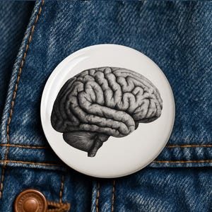 Hand Drawn Human Brain button pin magnet keychain science loving accessories
