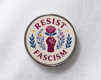 Resist Fascism Lapel Pin: Democracy Statement, Activist Jacket Accessory
