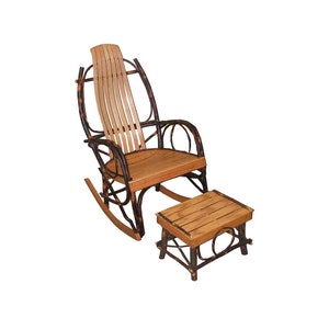 Amish Hickory & Oak Rocking Chair with Foot Stool +FREE SHIPPING