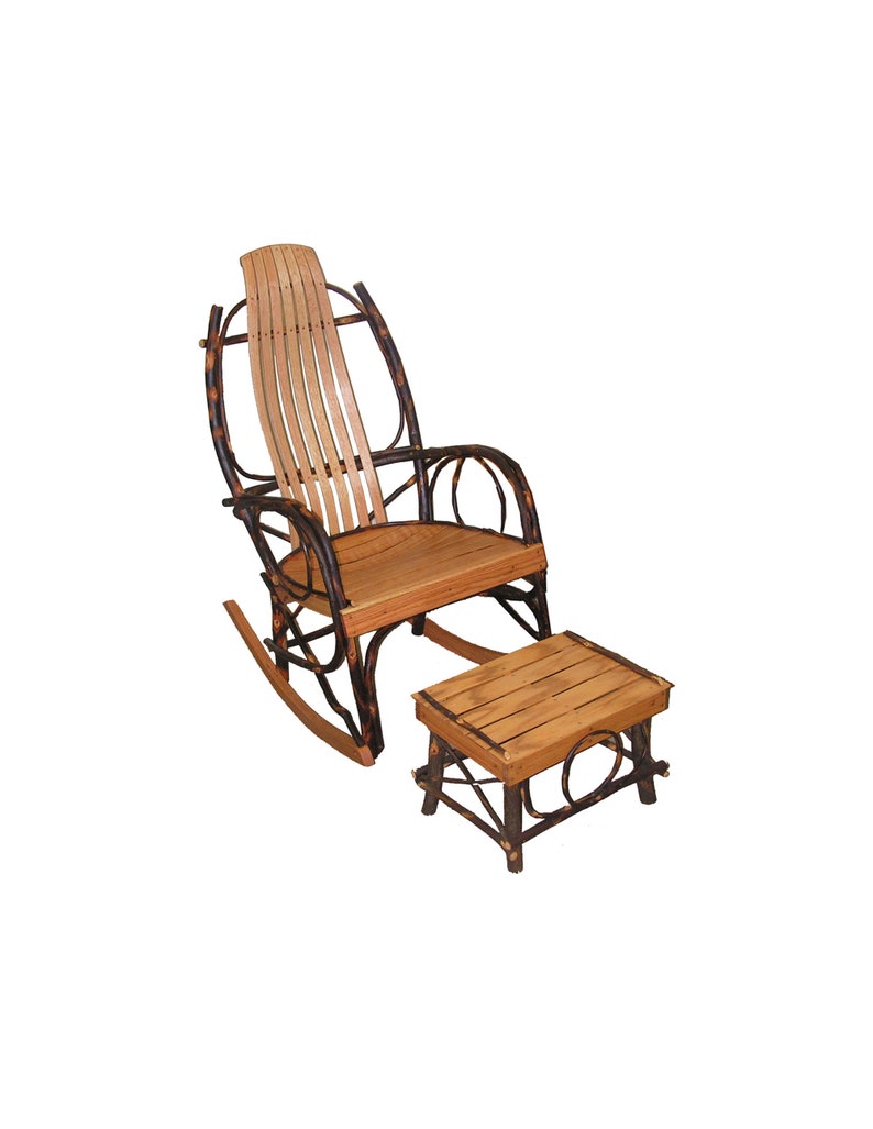Amish Hickory & Oak Rocking Chair with Foot Stool FREE Etsy