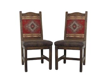 Rustic Oak Dining Chairs (Set of 2) – Rustic Southwest Red Diamond Upholstery