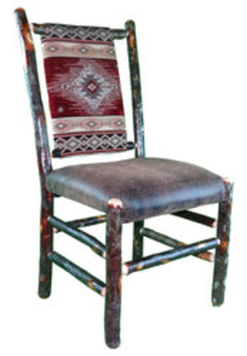 Rustic Hickory Upholstered Seat and Back Dining Chair Etsy