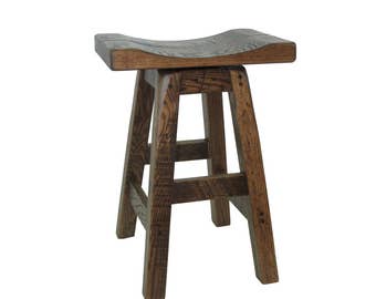 Swivel Barnwood Bar Stools - Saddle Seat 30" Multiple Colors Available