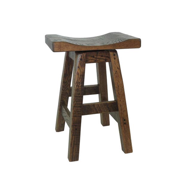 Swivel Barnwood Bar Stools - Saddle Seat 30" Multiple Colors Available