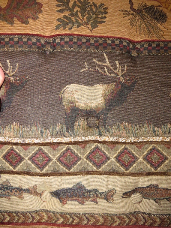 Amish Hickory Rocking Chair Pad Cushion Set in Elk Fabric 