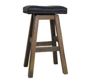 Swivel Leather Saddle Seat Bar Stool - 30" Bar Height