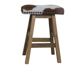 Cowhide Saddle Seat Bar Stool 30"