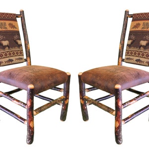 Set of 2 Hickory Upholstered Seat and Back Dining Chair