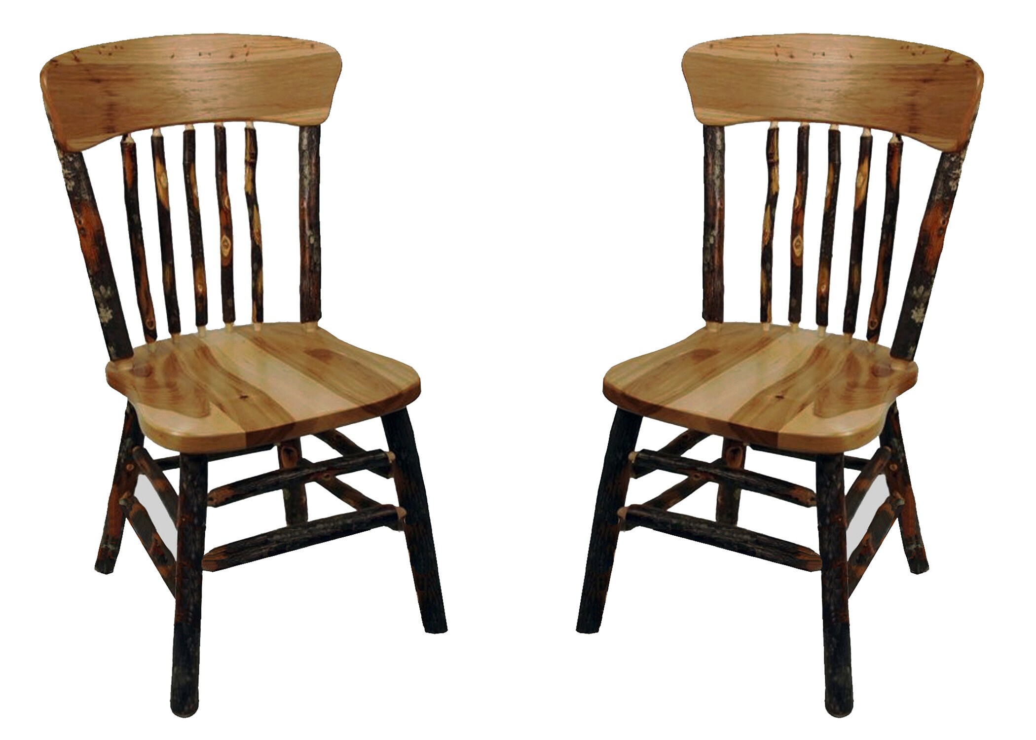 Set Of 2 Rustic Kitchen Chairs With Panel Back In Hickory Etsy
