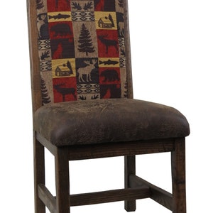 Set of 2 -Modern Rustic Oak Upholstered Dining Chair with Upholstered Seat and Back Multiple fabric options image 4