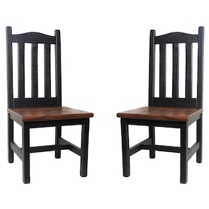 Set of 2 -Modern Rustic All Solid Distressed Oak Dining Chair with Slat Back