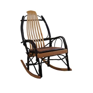 Seat Cushion for Amish Hickory Rocking Chair - Distressed Faux Leather Fabric or Leather Seat