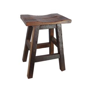 Barnwood Bar Stools - Saddle Seat 24"  Distressed Solid Oak