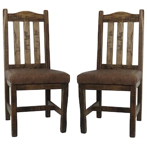 Barnwood Upholstered Dining Chair with Slat Back (Set of 2)