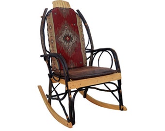 Cushion Set for Amish Hickory Rocking Chair - Red Diamond