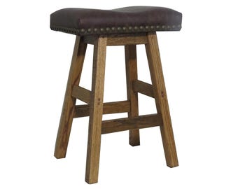 Leather Saddle Seat Bar Stool - 30"