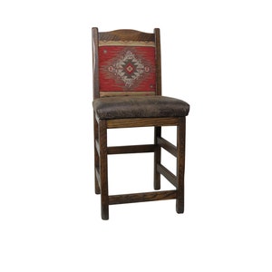24&quot; or 30&quot; Modern Rustic Upholstered Bar Stool Multiple Southwest Fabric Options